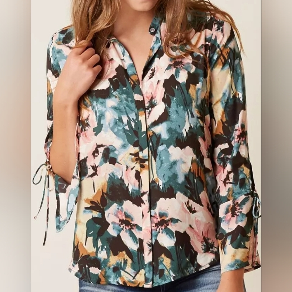 Lucky Brand Floral Blouse - Medium - Multicolored